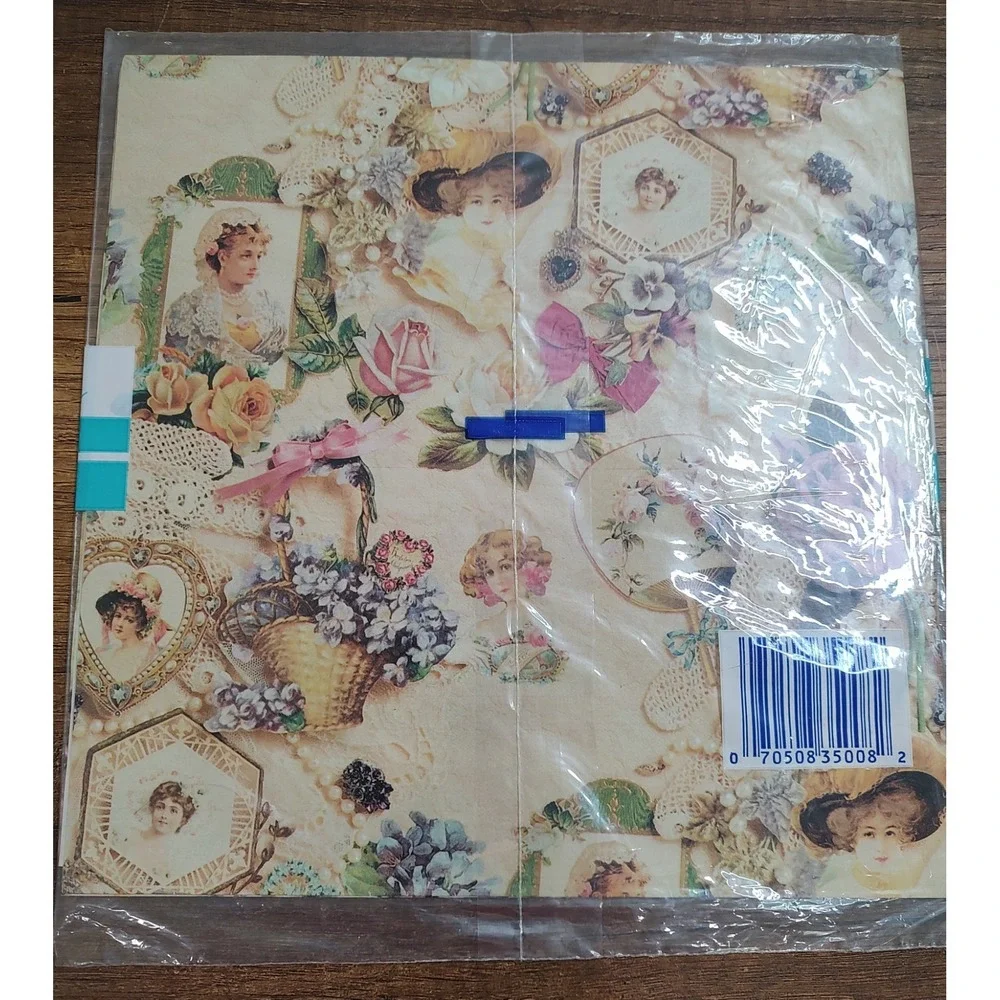 Vintage Cleo Gift Wrap Victorian Theme Wrapping Paper 2 Sheets NOS